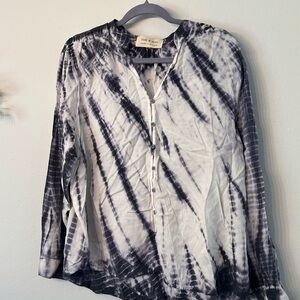 cloth & stone Black and White Tie-Dye Button-Down Shirt